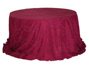 Round Table with Pink Jacquard Cover